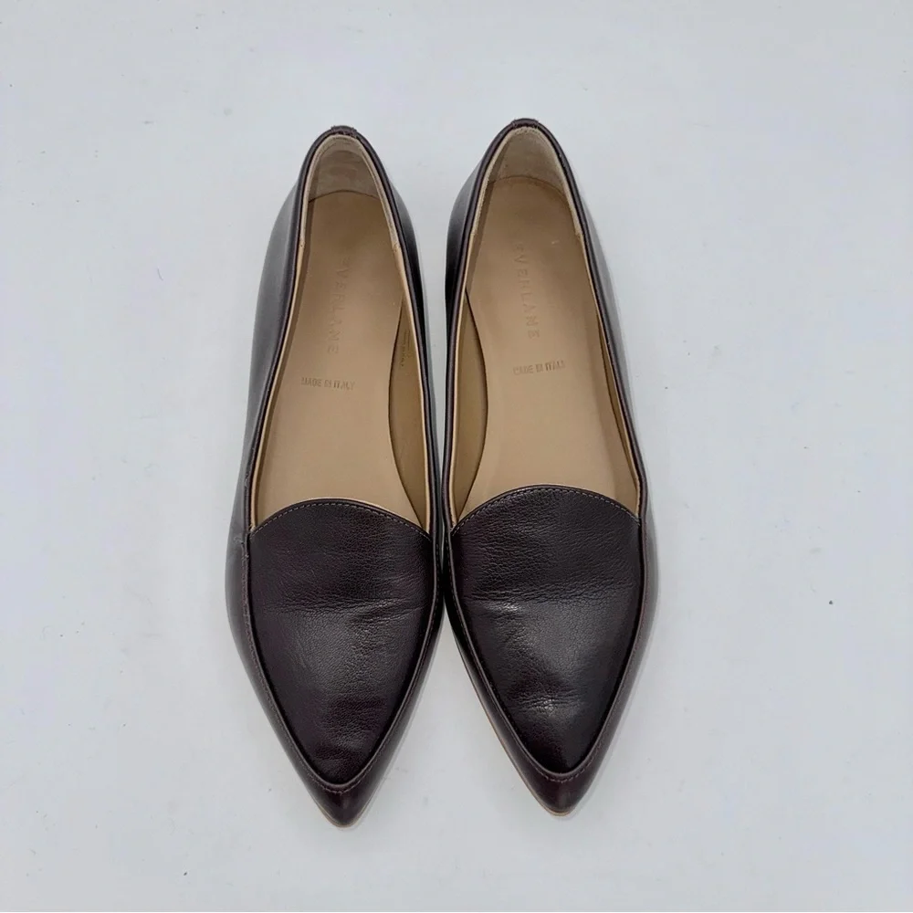 Everlane - women’s Modern point Loafer Burgundy leather‎ slip on flat shoes SZ 7